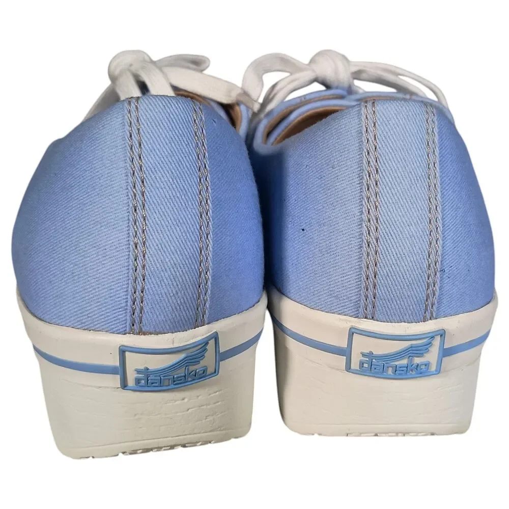 Dansko Veda Vegan Canvas Slip Resistant Platform Sneaker Clog Blue Women 11.5-12